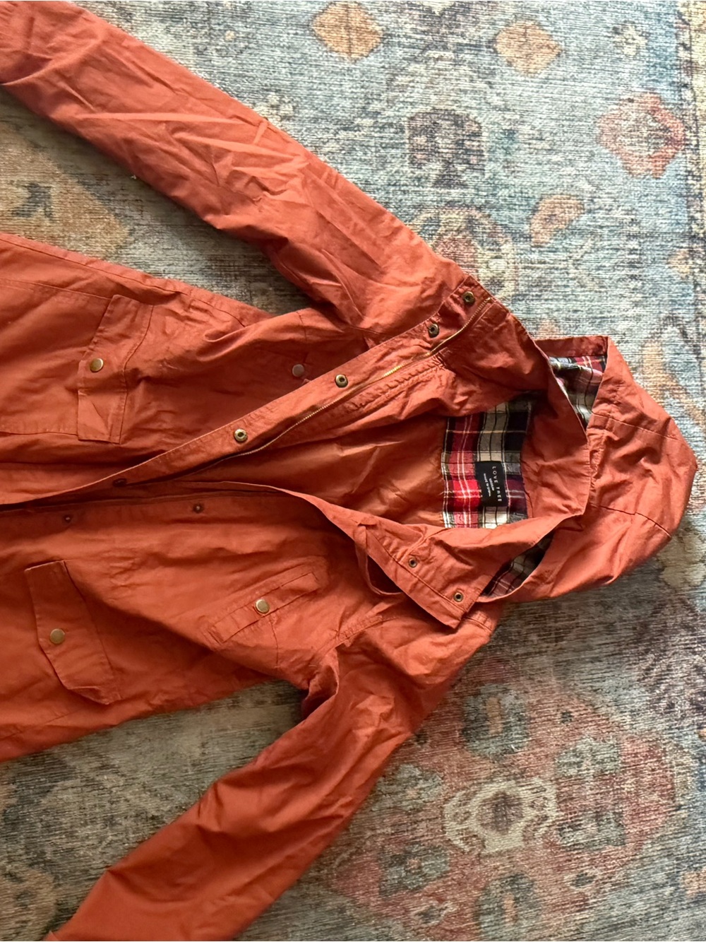 Love Tree Rust Orange Utility Hooded Jacket